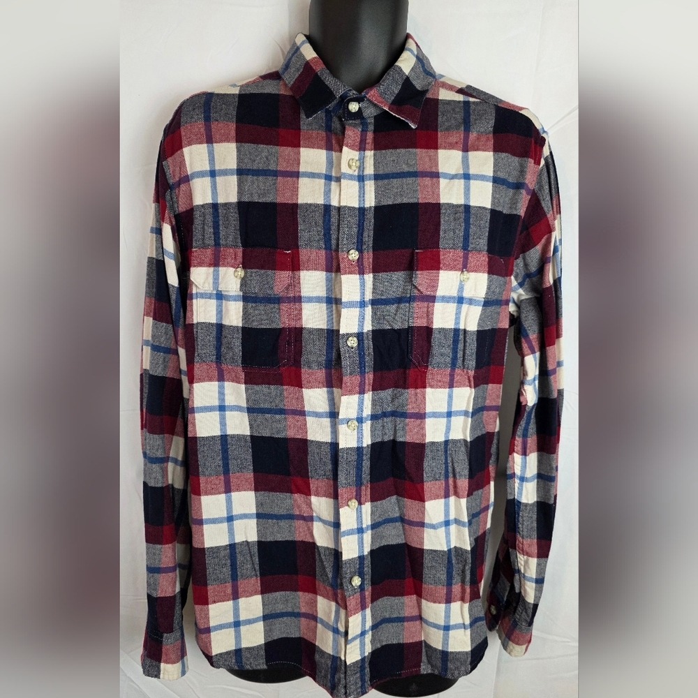 Goodfellow & Co Plaid Flannel Shirt Red Blue White Size L NWT BK-2824